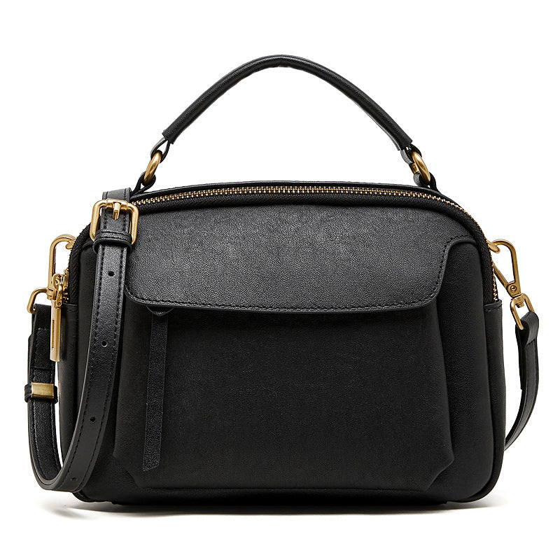 Women's Genuine Leather Fashion Boston Retro First Layer Crystal Vegetable Tanning Women's Messenger Bag