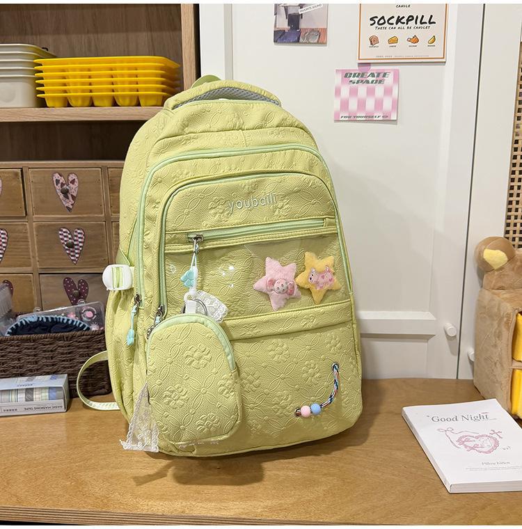 Gentle Candy Color Texture Junior Lightweight Commuter Leisure Backpack