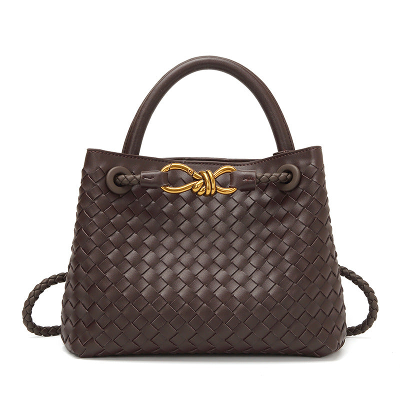 Women's Style Large Woven Metal Cord Fastener Tote Bags