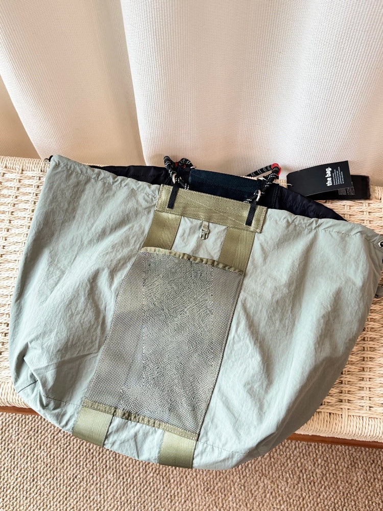 Diagonal Versatile Nylon Cloth Large Capacity Tote Bag
