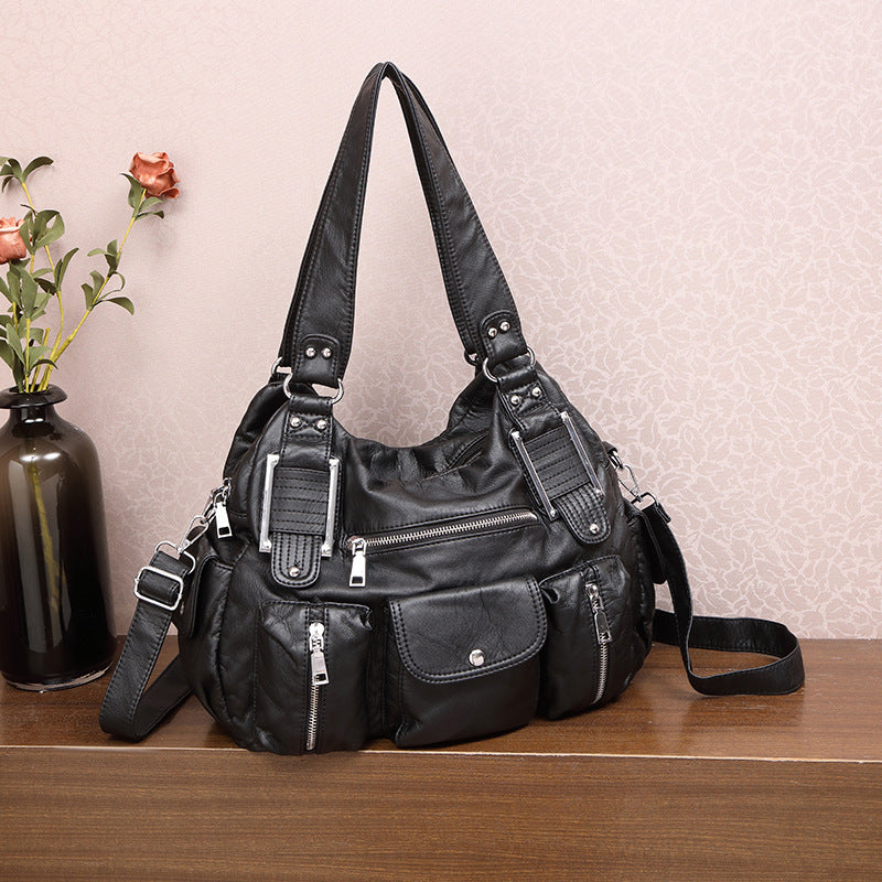 Stylish Women's Washed Large Capacity Retro Tote Bag