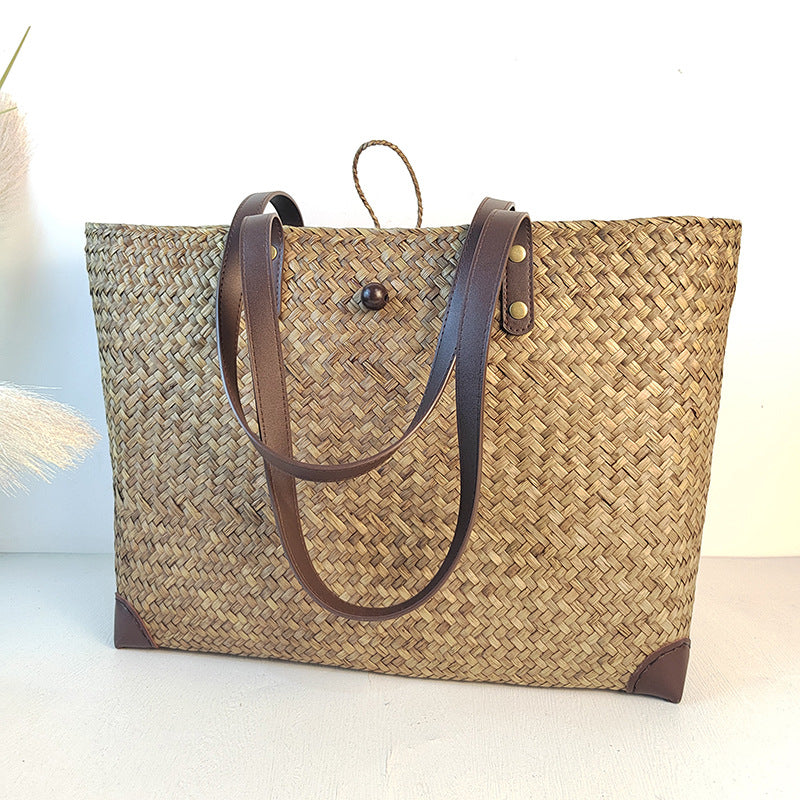 Women's Woven Summer Beach Seaside Commuter Large Capacity Women's Shoulder Bag