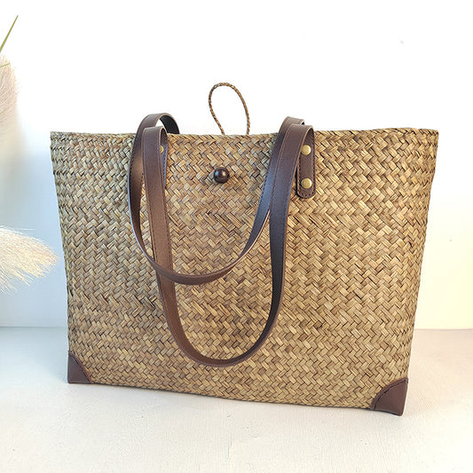 Women's Woven Summer Beach Seaside Commuter Large Capacity Women's Shoulder Bag