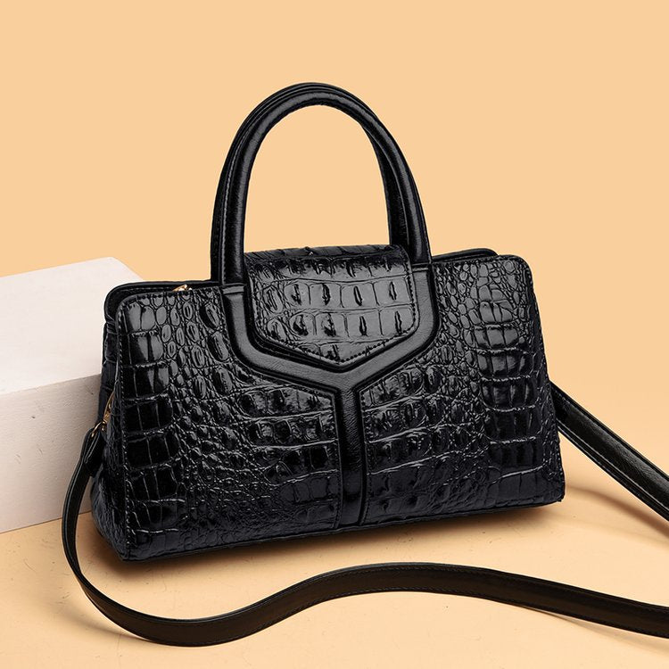 Versatile Textured Underarm Crocodile Pattern Portable Women's Handbag