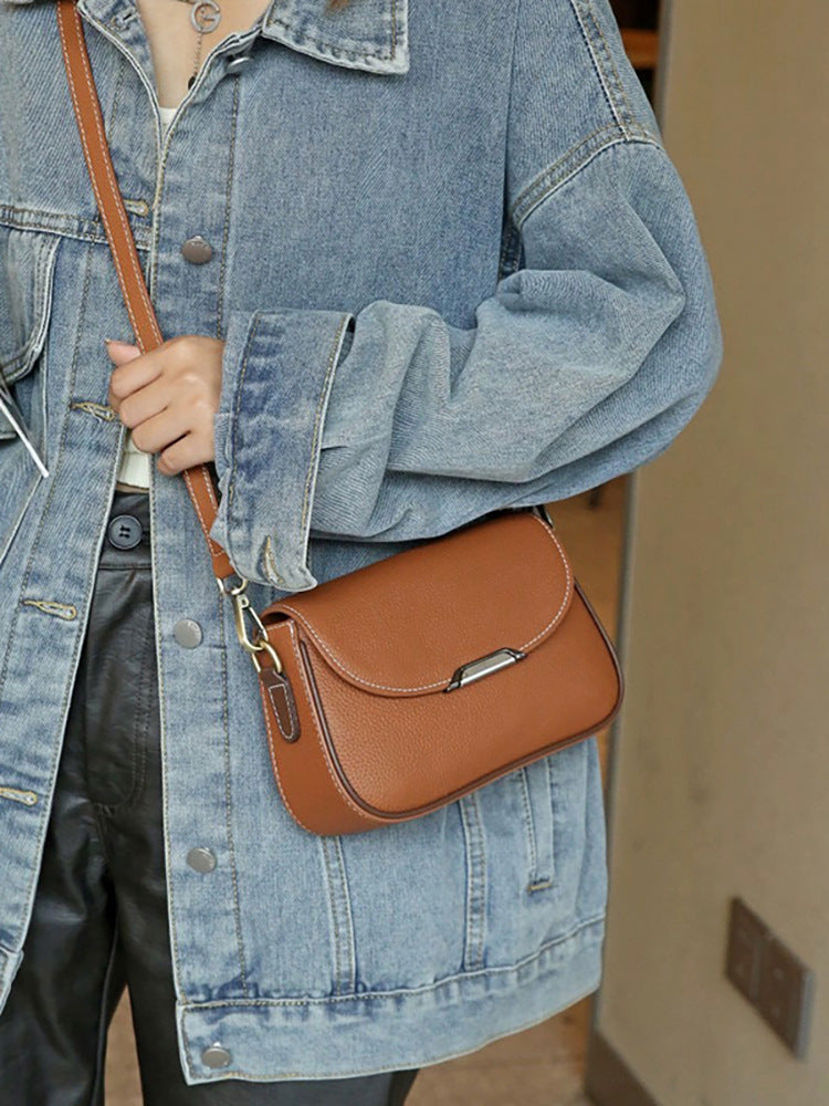 Women's Soft Leather Fashion Large Capacity Small Square Bag
