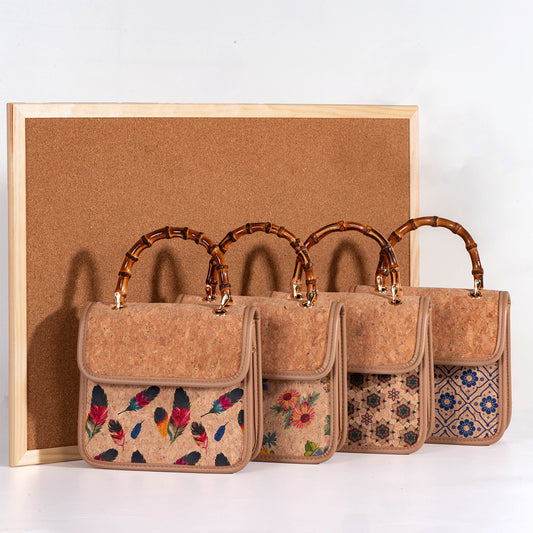 Cool Bark Cork Niche Bamboo Edge Small Square Bag