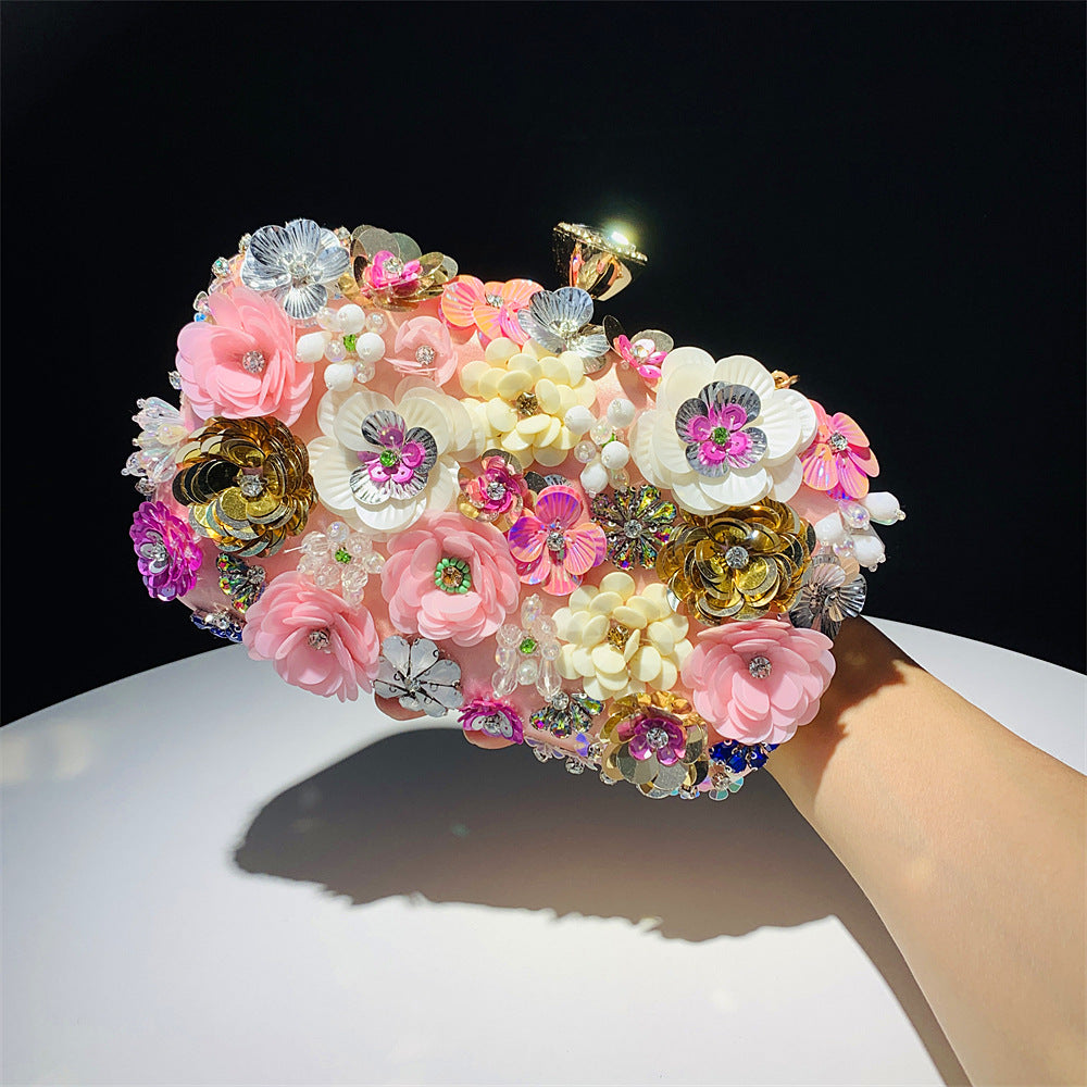 Women's Fashion Handmade Flower Beaded Banquet Wedding Dinner Bag