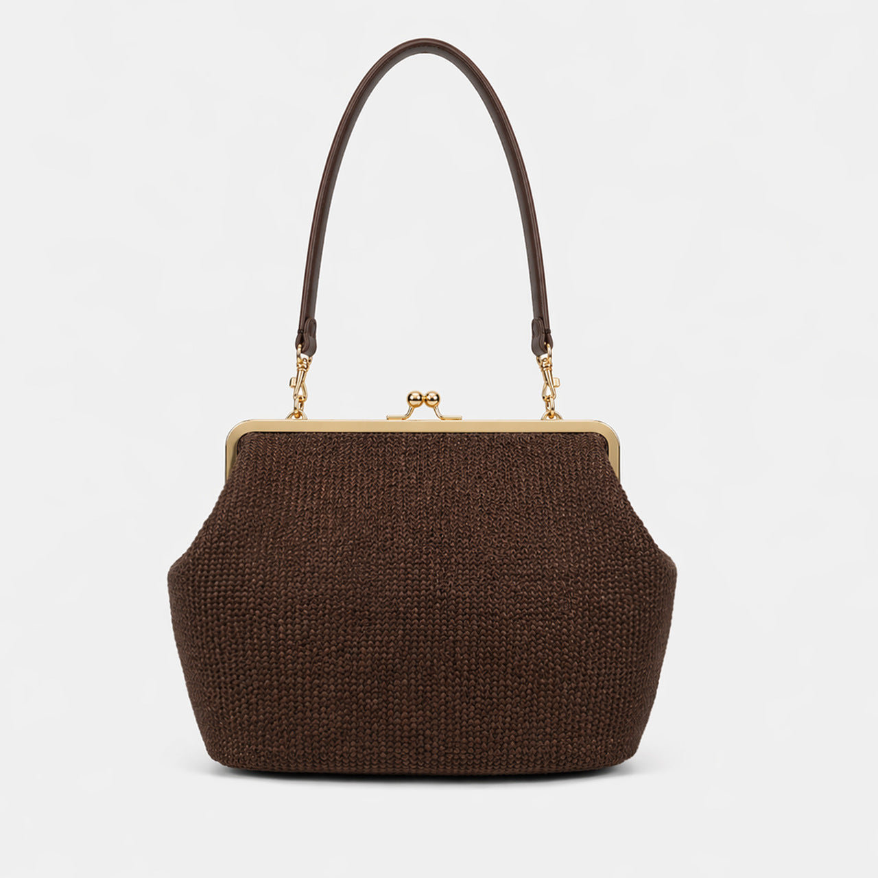 Women's Striped Kiss Straw Woven Clip Summer Women's Handbag