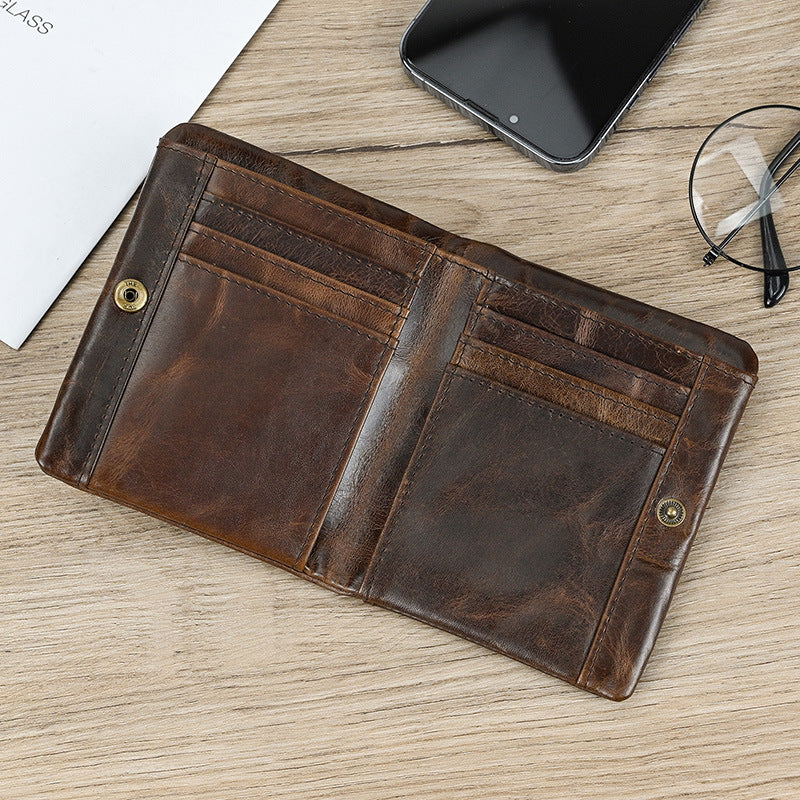 Women's & Men's Genuine Leather Two Fold Multi Slots Men's Wallet