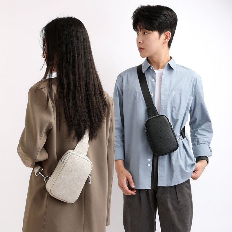 Men's Leather Trendy First Layer Cowhide Men's Chest Bag