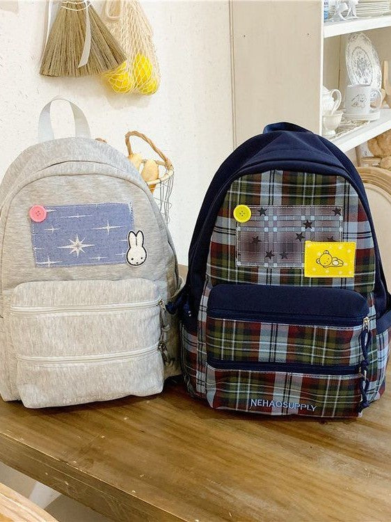 Retro Plaid Junior Large Capacity Female Backpacks