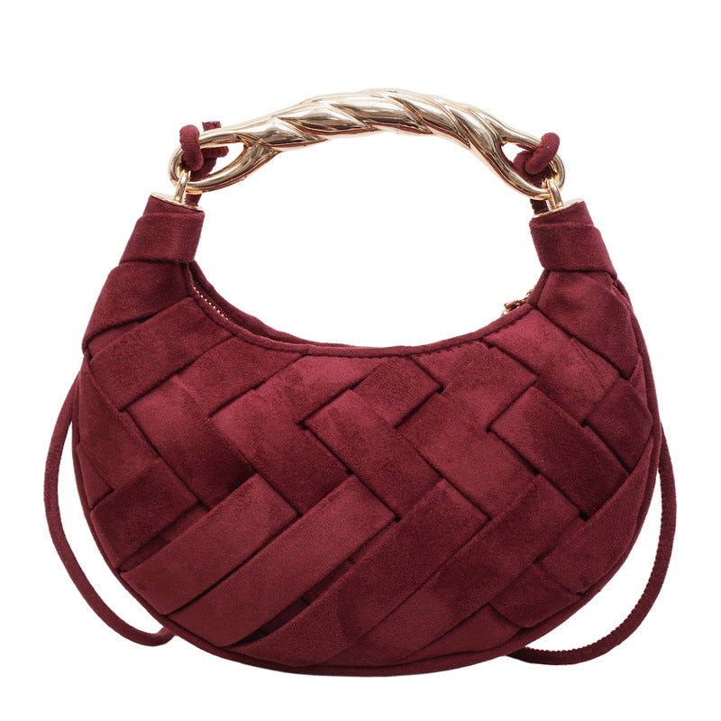 Light Luxury Portable Moon Fashion Woven Suede Versatile High Shoulder Bags