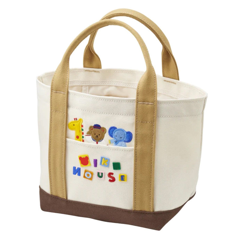 Cartoon Cute Bear Good Friend Embroidery Color Tote Bags