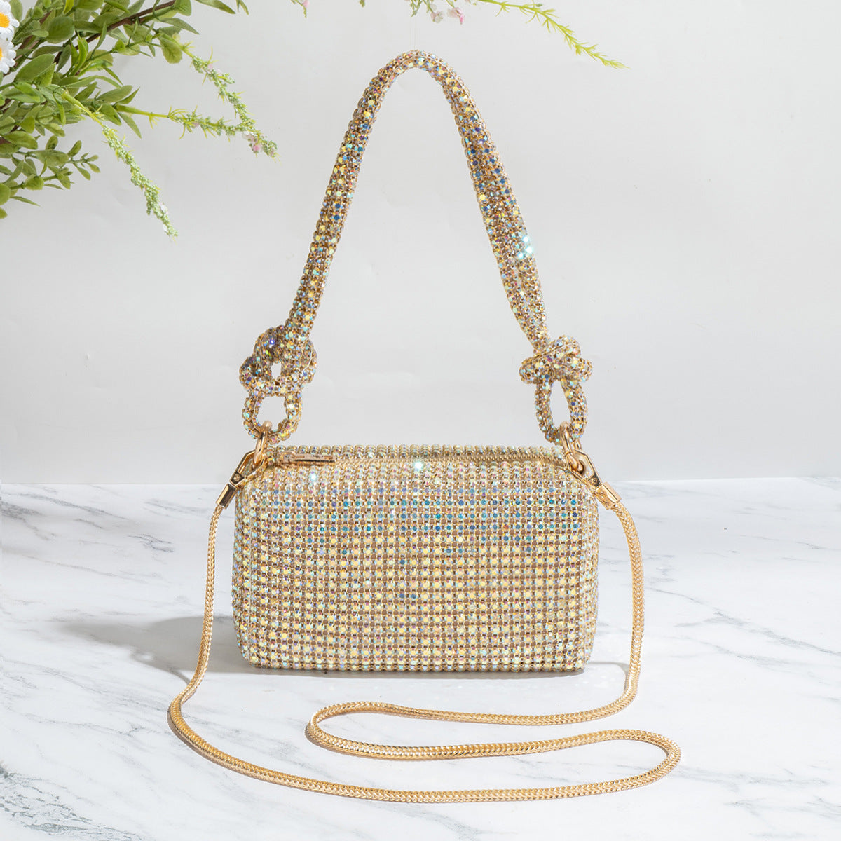 Elegant Full Diamond Rhinestone French Lady Chain Handbags