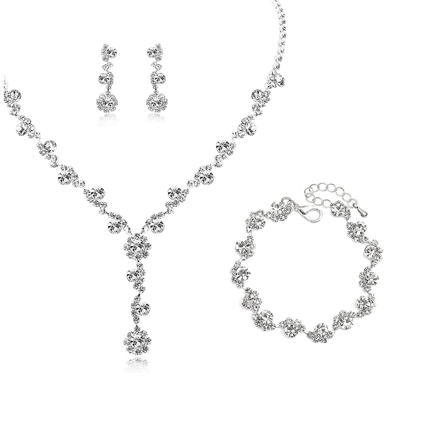 Bridal Luxury Suit Cold Sier Elegant Necklace Earring Bracelet Evening Bags