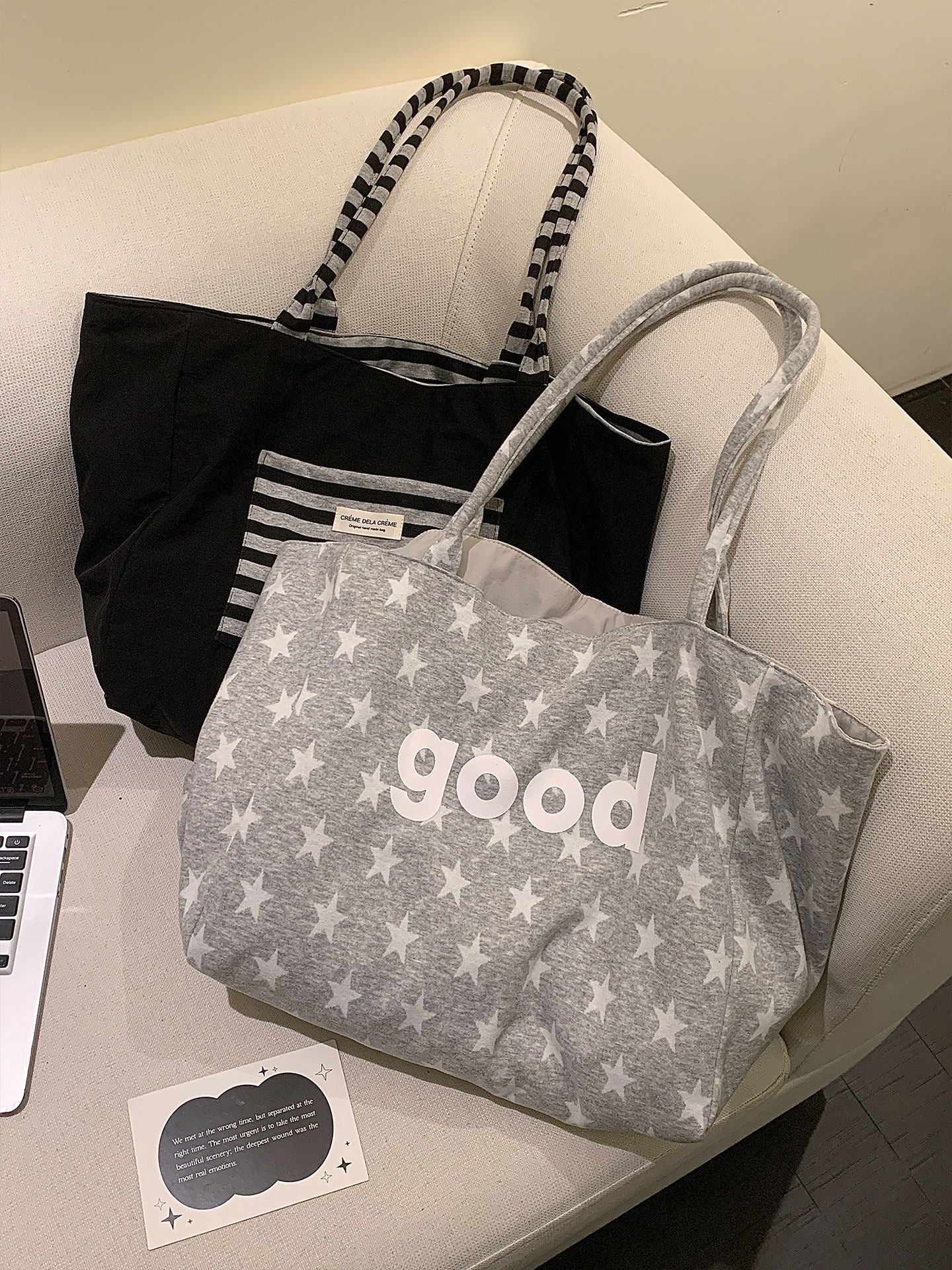 Women's Style Star Letters Canvas Daily Commute Large Women's Shoulder Bag