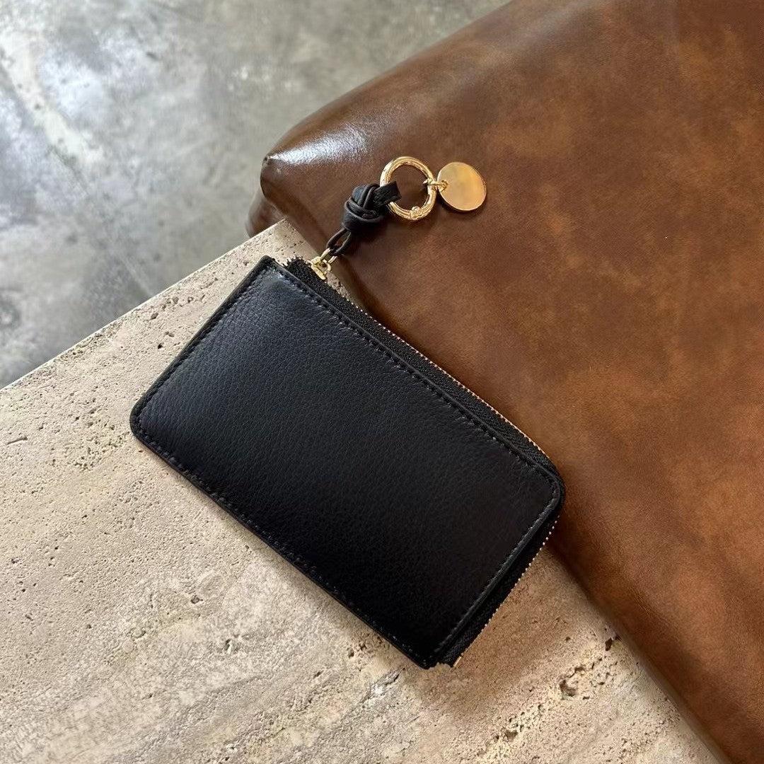 Women's Layer Cowhide Niche Leather Fashion Zipper Purses