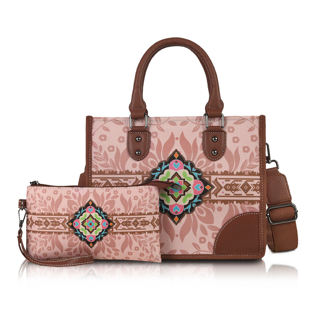 Women's Multifunctional Zipper Bohemian Style Strap Adjustable Large Capacity Tote Bag