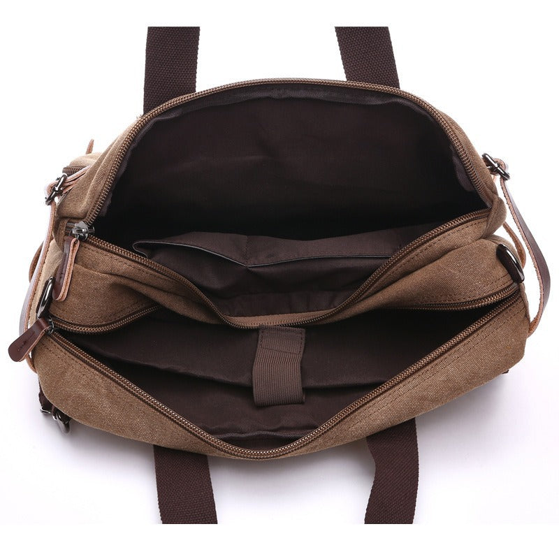 Canvas Business Large Capacity Portable Shoulders Men's Briefcase