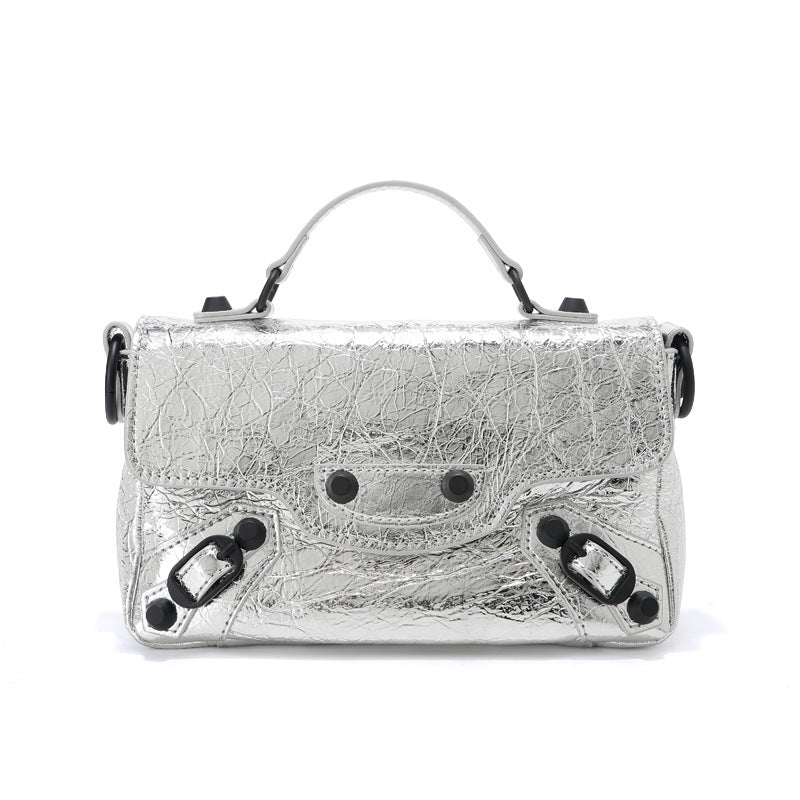 Women's Cowhide Portable Flap Fashion Motorcycle High Women's Messenger Bag