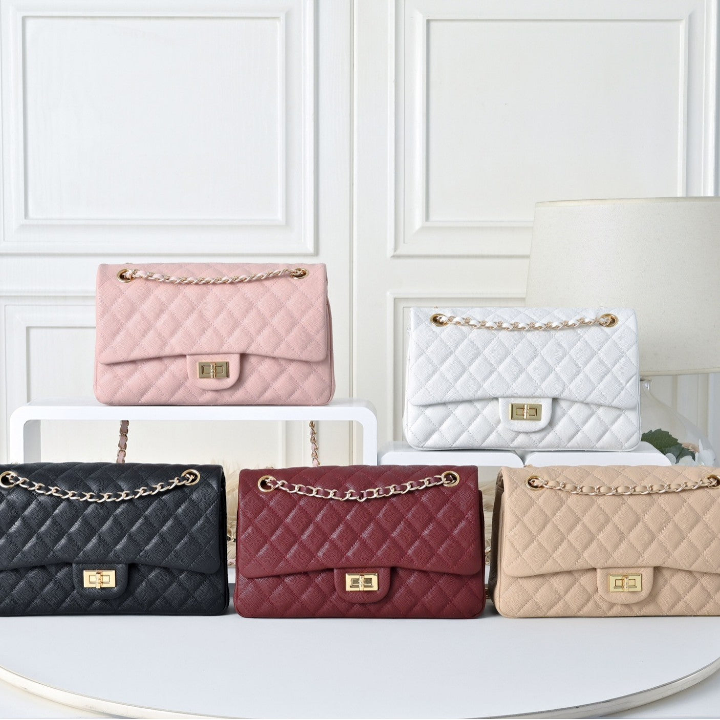 Women's Caviar Cowhide Rhombus Chain Portable Fashion Women's Shoulder Bag