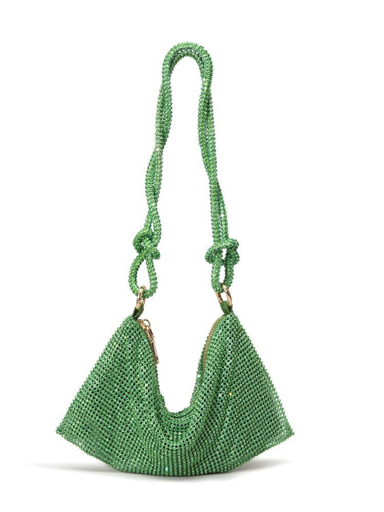 Studded Hand Crystal Metal Sequins Full Rhinestone Dumpling Underarm High Women's Handbag