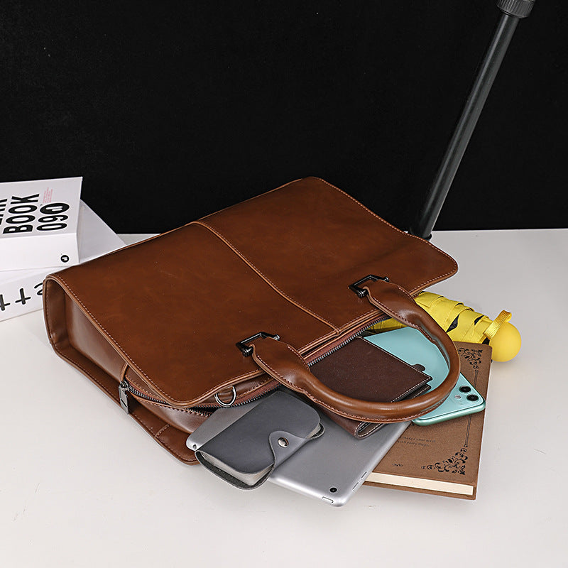 Men's Leather Large Capacity Business Inch Computer Bags