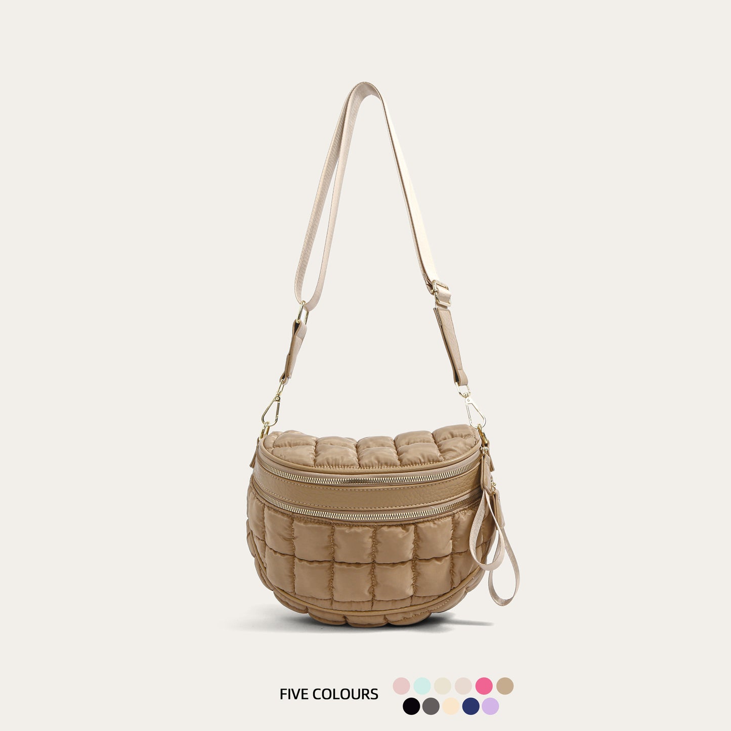Women's Solid Color Large Capacity Double Zipper Women's Messenger Bag