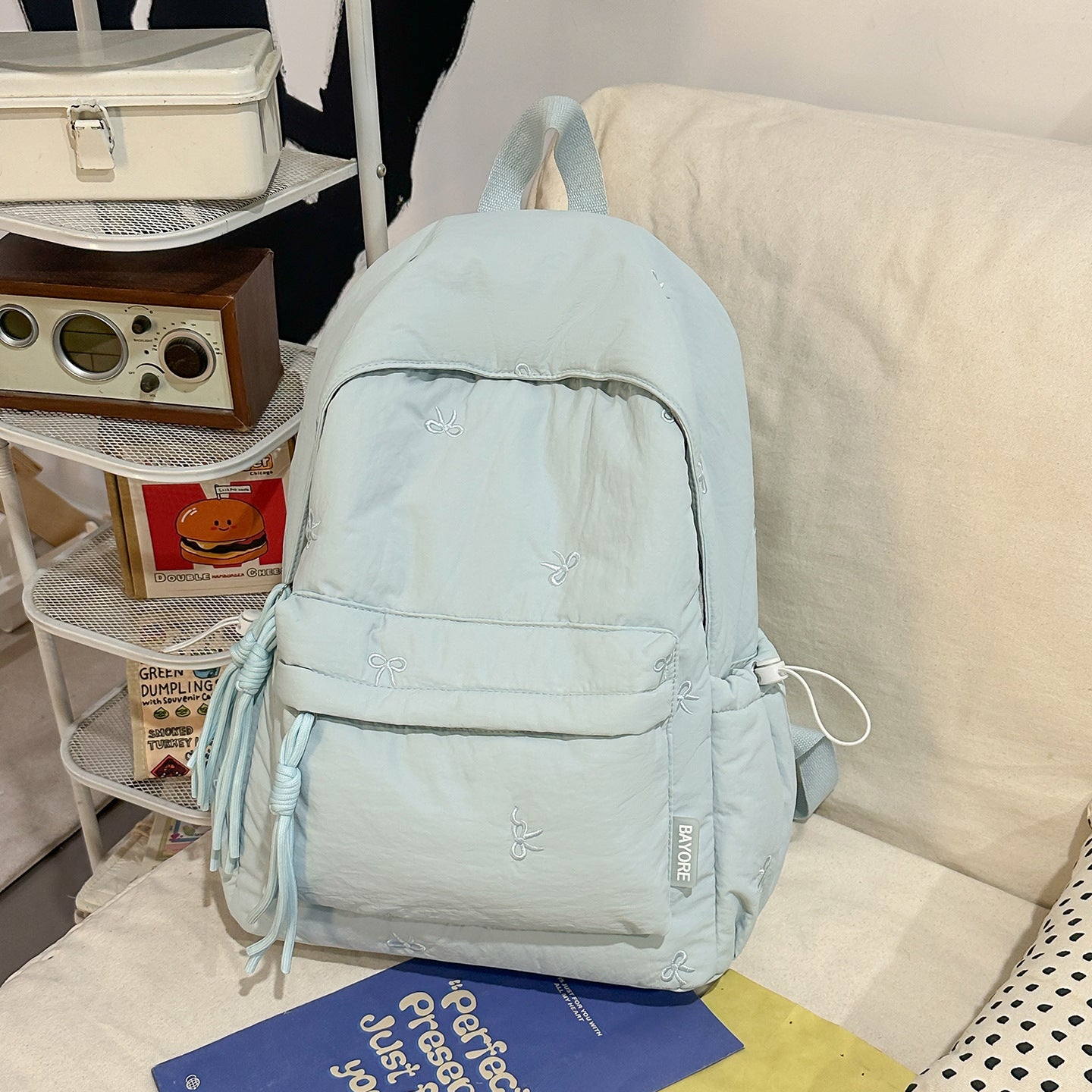 Bow Style Korean Simple Junior High College Student Schoolbag