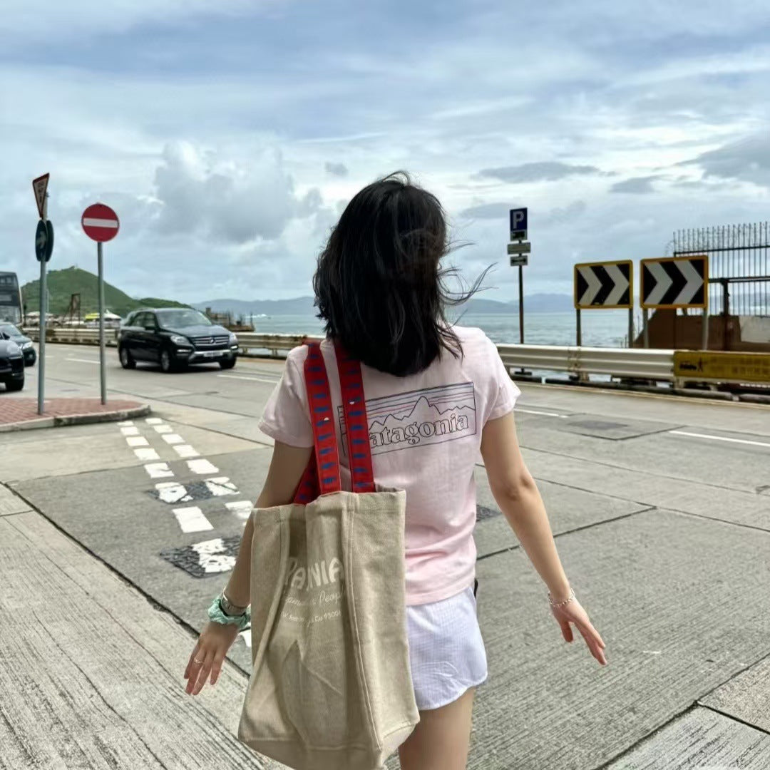 Classic Open Design Printed Striped Shopping Bags