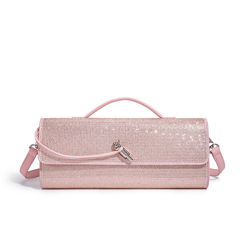 Women's Hot Rhinestone Exquisite Horizontal Diamond Portable Baguette Hand-held Dinner Bag