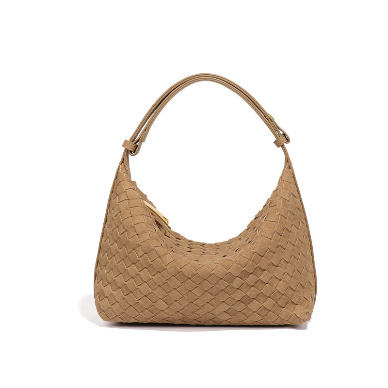Women's Frosted Suede Woven Lunch Box Retro Underarm Women's Handbag