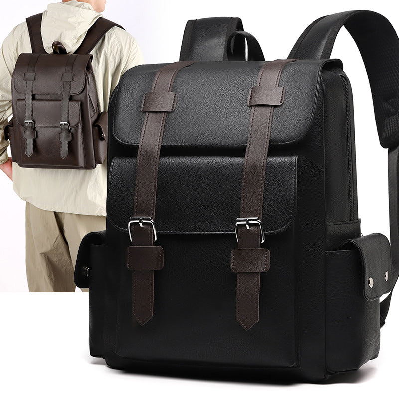 British Retro Soft Leather Large Capacity Leisure Backpack