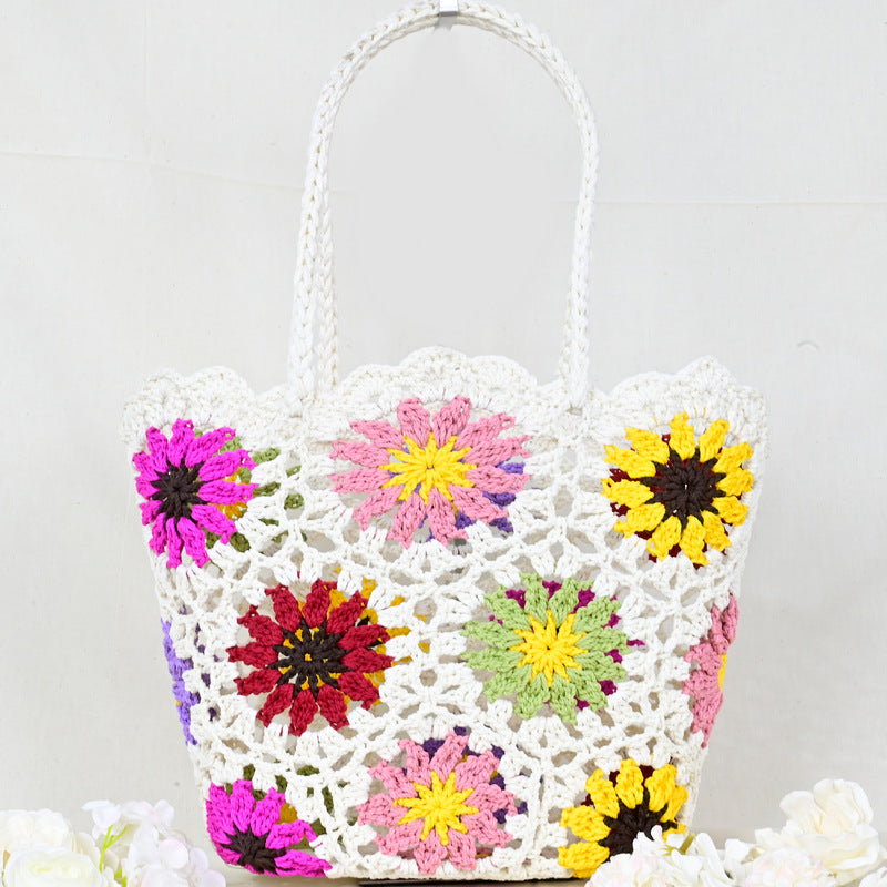 Women's Mini Oval Patchwork Hand-woven Crocheted Cotton Soft Women's Handbag