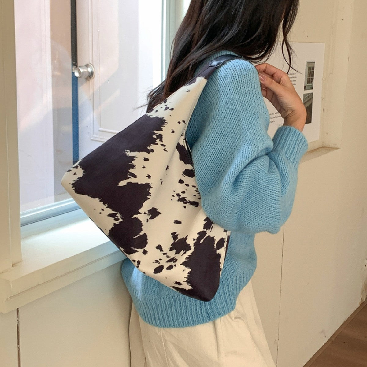 Cows Pattern Large Capacity Female Trend Daily Commuter Fashion Women's Shoulder Bag