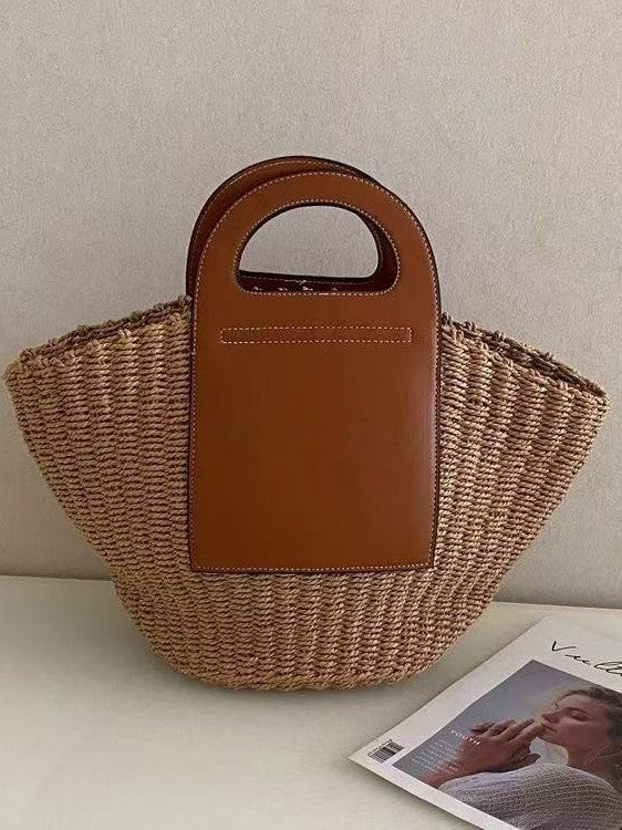 Women's Large Capacity Hand-woven Retro Vegetable Basket Bags