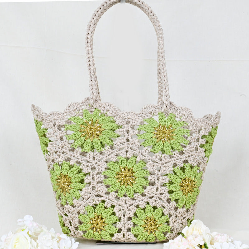 Women's Mini Oval Patchwork Hand-woven Crocheted Cotton Soft Women's Handbag