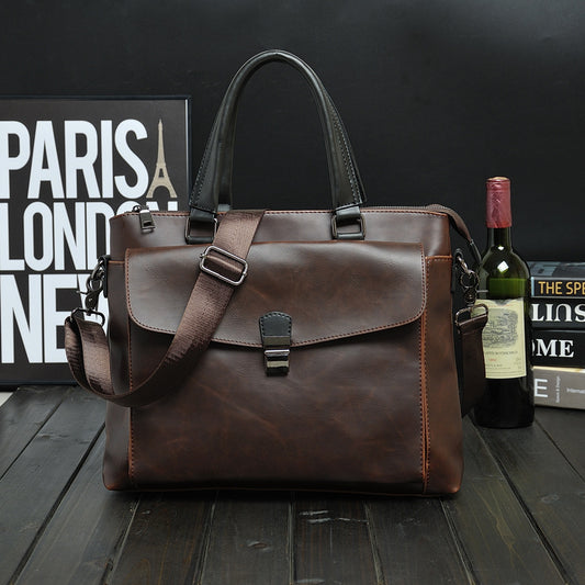 Men's Horse Leather Portable Business Trip Lightweight Retro Men's Tote