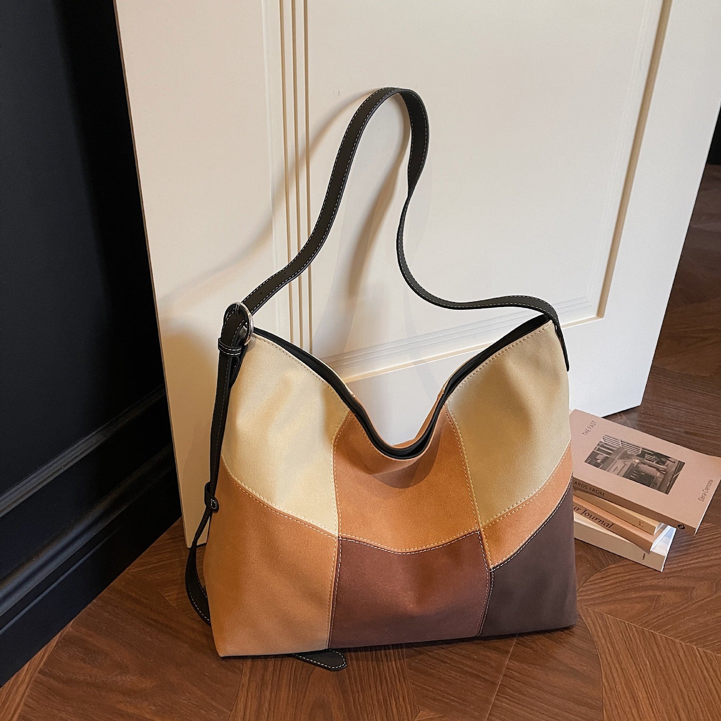 Large Capacity Trendy Shopping Fashion Simple Plaid Color Matching Tote Bag