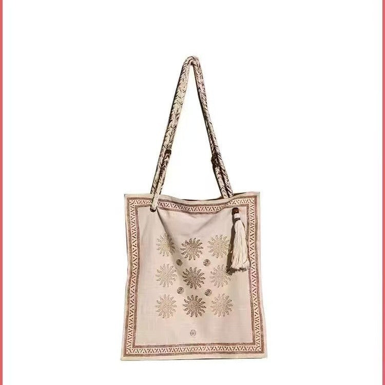 Vacation Large Capacity Handmade Linen Woven Bags