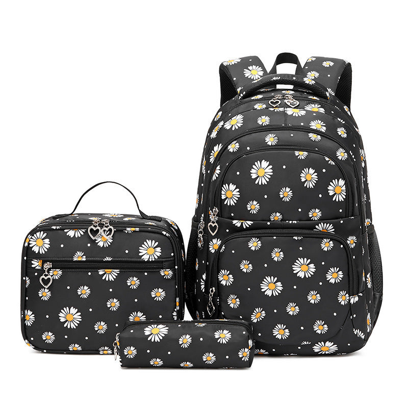 Chrysanthemum Three-piece Large Capacity Waterproof Little Primary School Bag