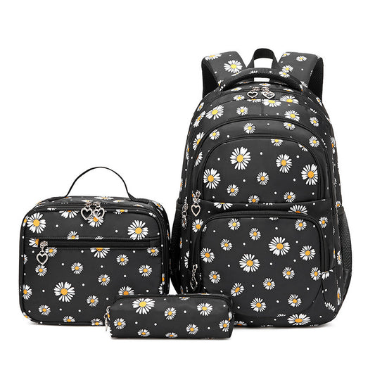 Chrysanthemum Three-piece Large Capacity Waterproof Little Primary School Bag