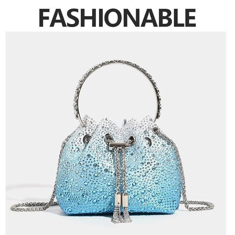 Shiny Advanced Rhinestone Sequins Chain Portable Bucket Bags