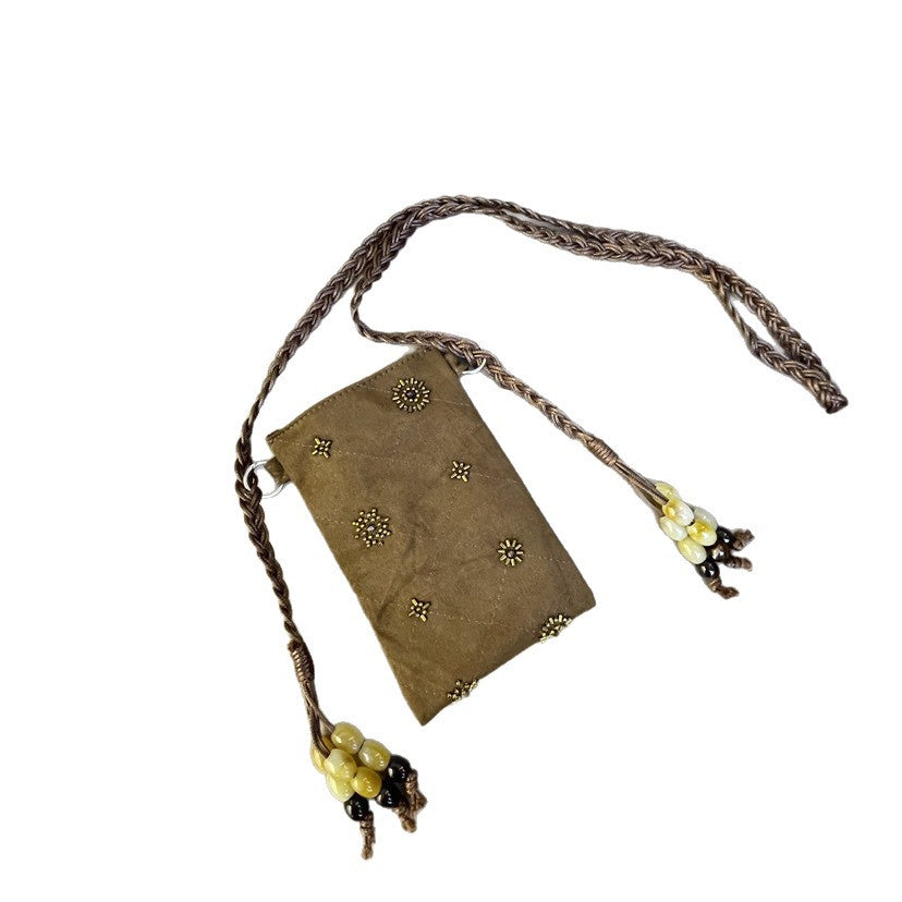 Beaded Embroidery Vintage Suede Chinese Fashion Women's Shoulder Bag