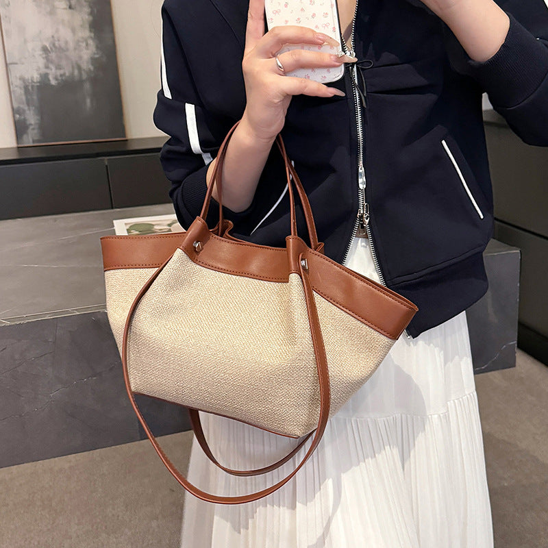 French Retro Straw Beach Vacation Western Style Vegetable Basket Portable Women's Shoulder Bag