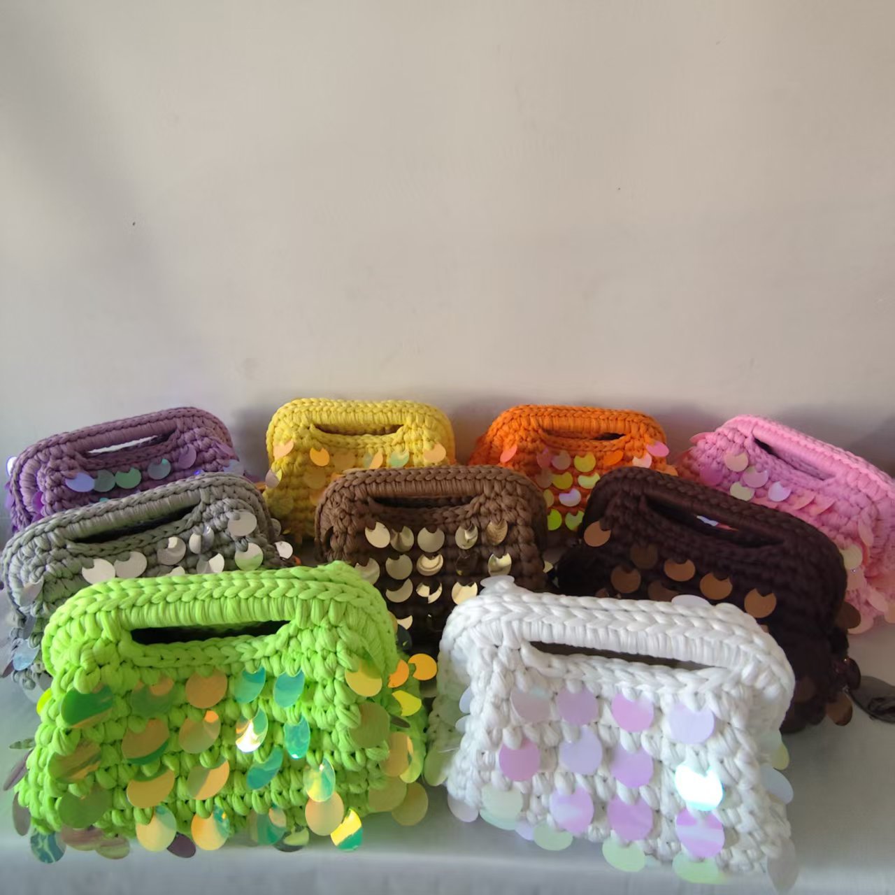 Autumn Pure Hand-woven Sequined Cloth Strip Women's Clutch