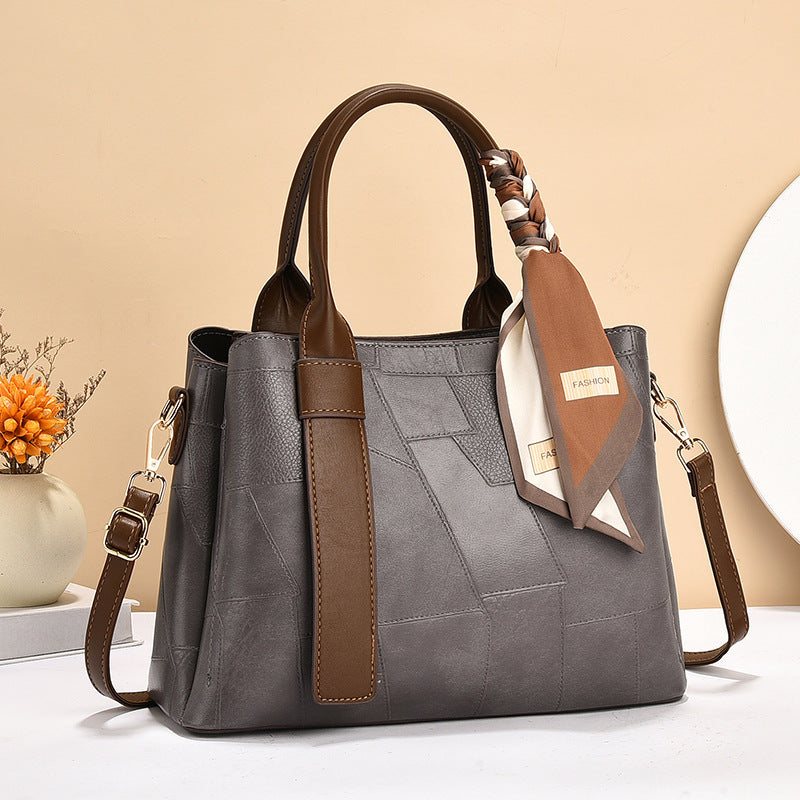 Women's Retro Fashion Mom Texture Embossed Large Women's Handbag