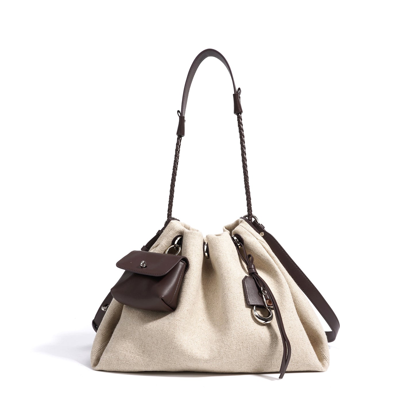 Top Layer Cowhide Drawstring Cloud Trendy Simple Women's Messenger Bag