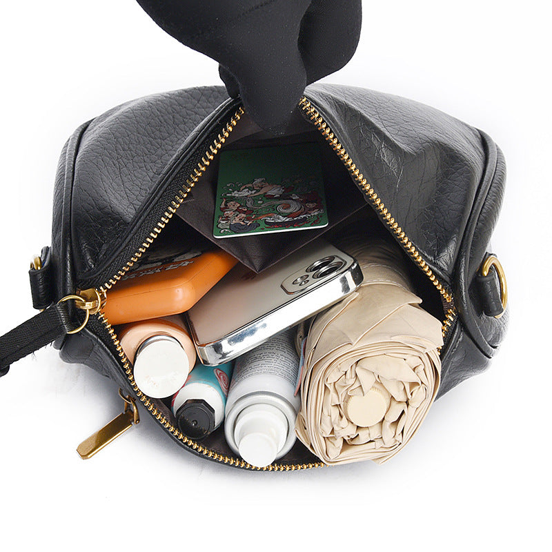 Litchi Pattern Simple Solid Color Soft Women's Messenger Bag