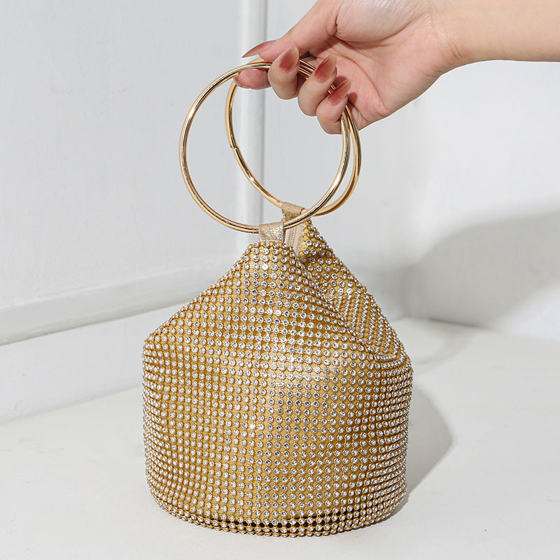 Women's Handmade Rhinestone Full Diamond Double Portable Dinner Bag